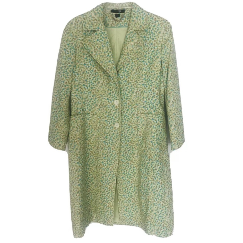 Express Floral Water Color Long Trench Cotton